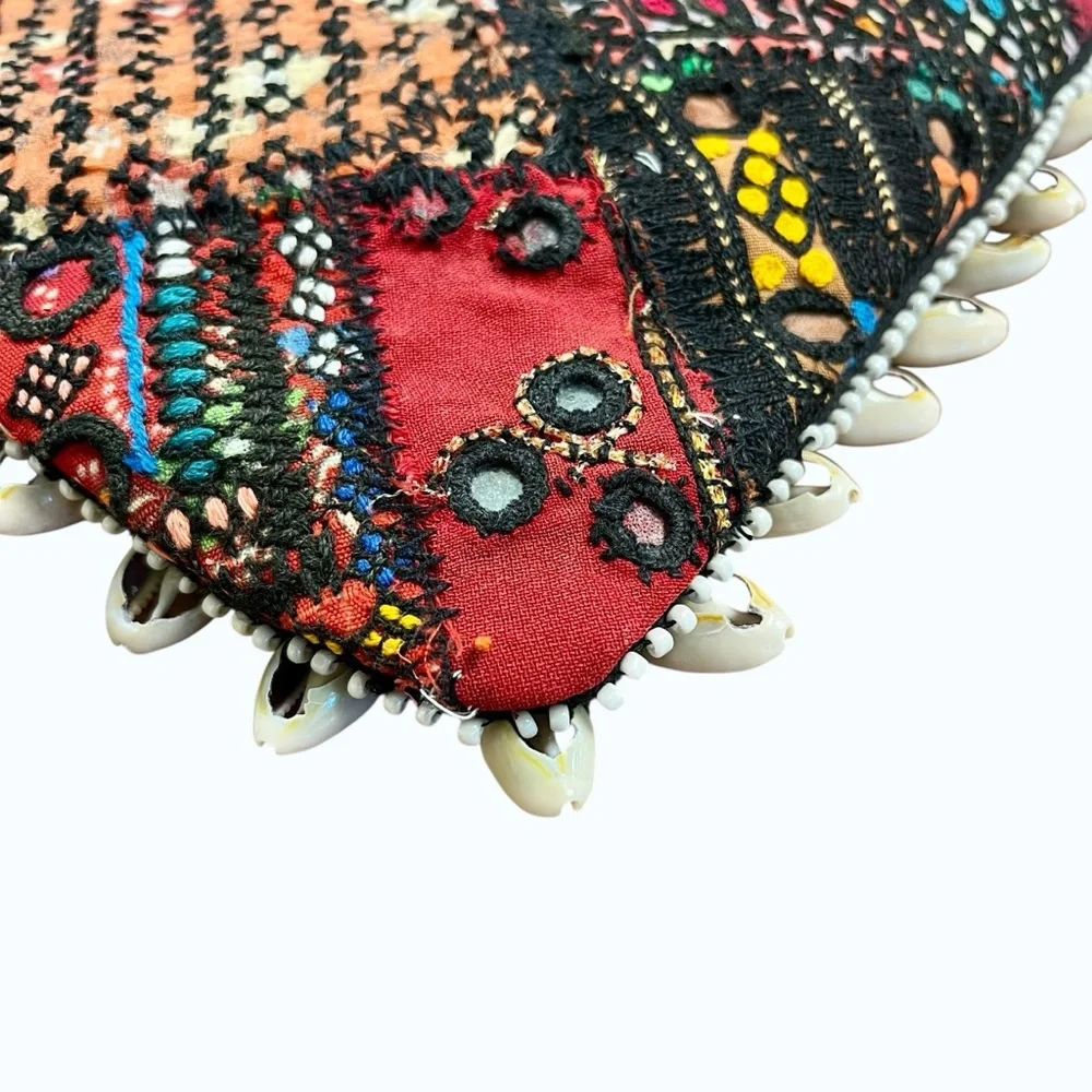 VIPUL SHAH Clutch Shoulder Bag Thikri Shells Leather Mermaid Fisherman Bollywood